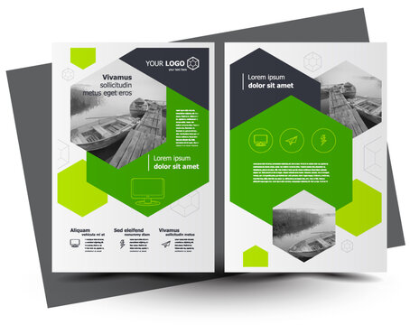 Flyer Brochure Design, Business Flyer Size A4 Template, Creative Leaflet, Trend Cover Hexagon