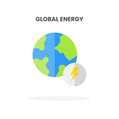 Global Energy icon flat. Vector illustration on white background. Can used for web, app, digital product, presentation, UI and many more.