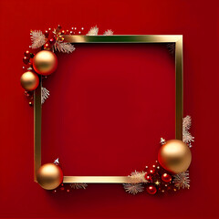 Colourful Christmas Frame with Festive Decorations Generative AI Illustration