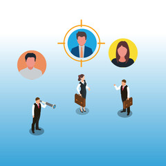 Recruitment hiring isometric 3d vector illustration concept for banner, website, illustration, landing page, flyer, etc.