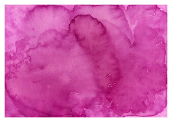 Abstract decorative hand painted watercolour viva magenta color background. Texture. Horizontal illustration.