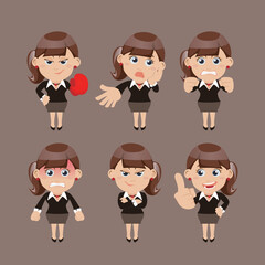 Fototapeta premium Set of businesswoman characters in different poses