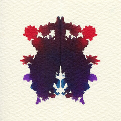 Rorschach inkblot test isolated on paper.
strange  ink stain for  psychiatric method texture 