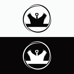 Circle cat animal logo design . icon logo . silhouette logo 