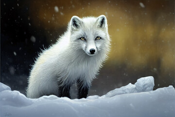 Arctic Fox in the Snow created with Generative AI Technology - 556628220