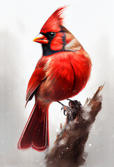 Cardinal in The Snow created with Generative AI Technology - 556628232