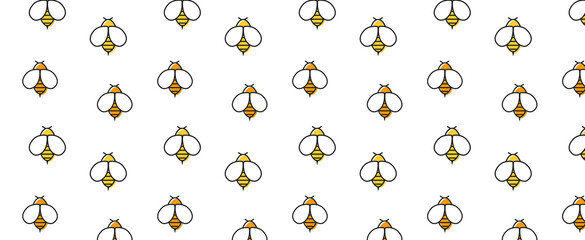 seamless pattern with bee honey. Honeycombs with honey, and a symbolic simplified image of a bee as a design element. 