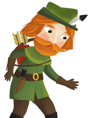 cartoon scene with king or prince archer illustration for children