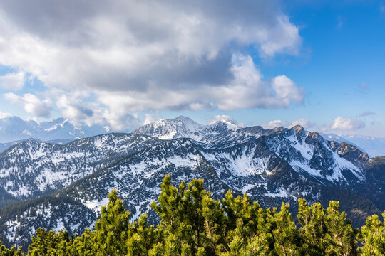 Germany, Bavaria, Clouds floating over peaks of Ester Mountains