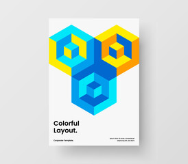 Obraz premium Multicolored mosaic pattern postcard template. Minimalistic corporate cover A4 design vector illustration.