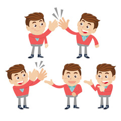 Set of young man characters in different poses