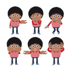 Set of young man characters in different poses