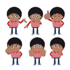 Set of young man characters in different poses