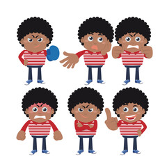 Set of young man characters in different poses
