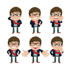 Fototapeta premium Set of young man characters in different poses