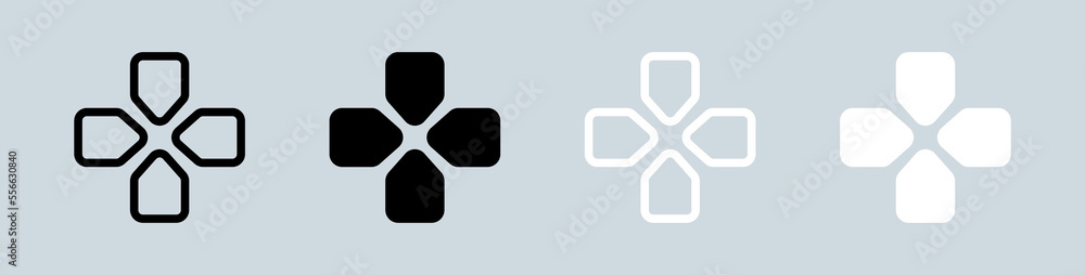 Poster joystick navigation icon set in black and white. controller signs vector illustration.