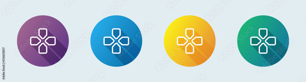 Poster joystick navigation line icon in flat design style. controller signs vector illustration.