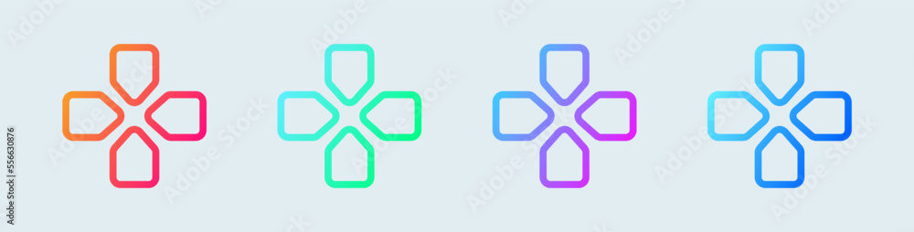Poster joystick navigation line icon in gradient colors. controller signs vector illustration.