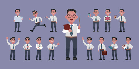 Set of flat  people with different poses