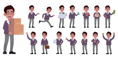 Set of flat  people with different poses