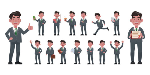 Set of flat  people with different poses