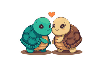happy turtle couple in love animal valentine day card invitation background