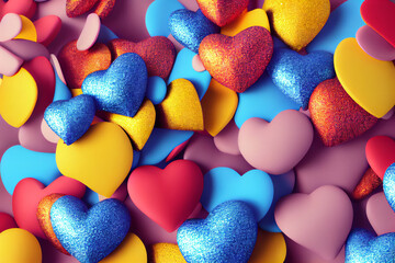Fototapeta na wymiar Colorful hearts background