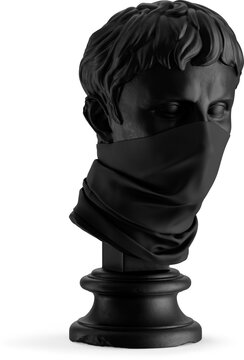 Black Neck Gaiter on Antique Sculpture Isolated Mockup - 3D Illustration, Half Side View
