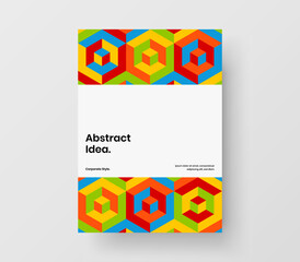 Clean geometric tiles corporate brochure illustration. Unique annual report vector design layout.