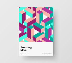 Multicolored geometric pattern annual report illustration. Isolated handbill vector design template.
