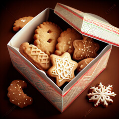 Box full och fristmass cookies, delicious cookies, generative ai