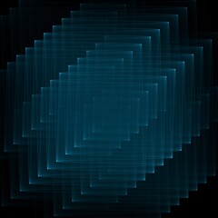 Futuristic smoke. Neon blue color light geometric lines on a black background. Neon mystical light mockup for logo concept