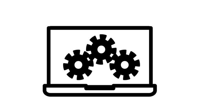 laptop, computer service icon in outline design.