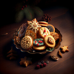 Plate full och fristmass cookies, delicious cookies, generative ai - obrazy, fototapety, plakaty