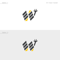 Letter W Branding Solar Electric Socket Logo Design