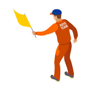 recommend clip art: Racing Flagman Isometric Composition