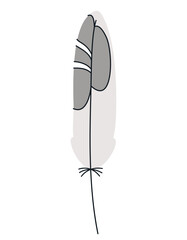 Seagull feather in doodle style. Beautiful design element.