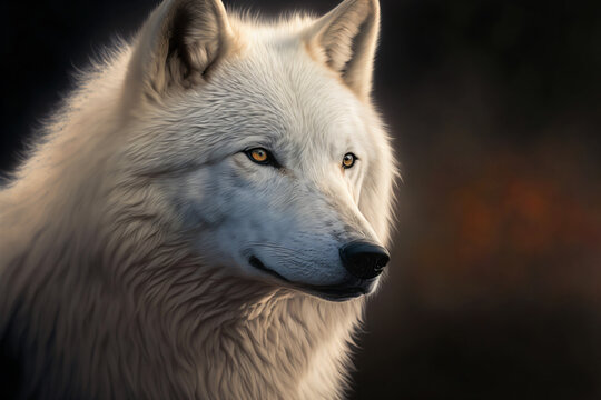 white wolf portrait, wild hunter,generative ai