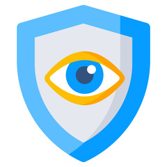 Eye inside shield, icon of security monitoring 