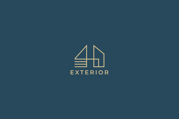 Exterior Design Branding Business Architect Home Abstract Geometric Line Style Logo 