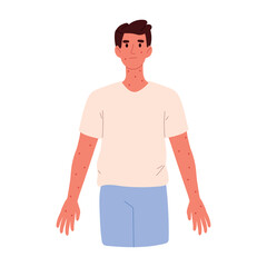 Fototapeta premium Rash on the skin. Autoimmune disease, chickenpox, atopic dermatitis. Rash on the man. Flat vector illustration