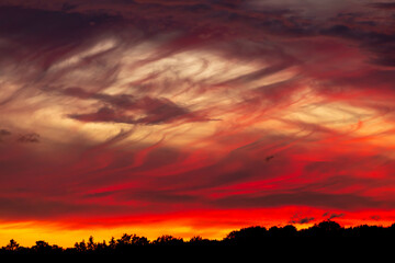 Red sunset sky dramatic in north