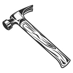 Construction carpenter hammer monochrome concept illustration