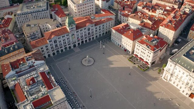 4K aerial - a bird's eye view&nbsp;video (Ultra High Definition) of Trieste town. Aerial summer scene of , Italy, Europe. Traveling concept background..