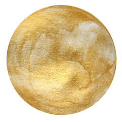 golden shining circle watercolor texture with glitter. hand drawn isolate