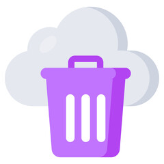 A flat design icon of cloud bin