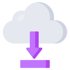 Conceptual flat design icon of cloud download