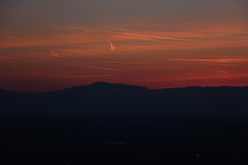 Obraz premium Night time falling over the stones of the castle at the too of the hill in Badenweiler, South Germany, near the Black Forest
