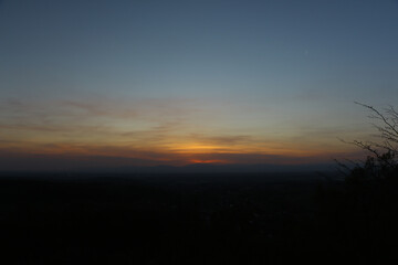 Fototapeta premium Night time falling over the stones of the castle at the too of the hill in Badenweiler, South Germany, near the Black Forest