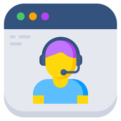 A colored design icon of online helpline  